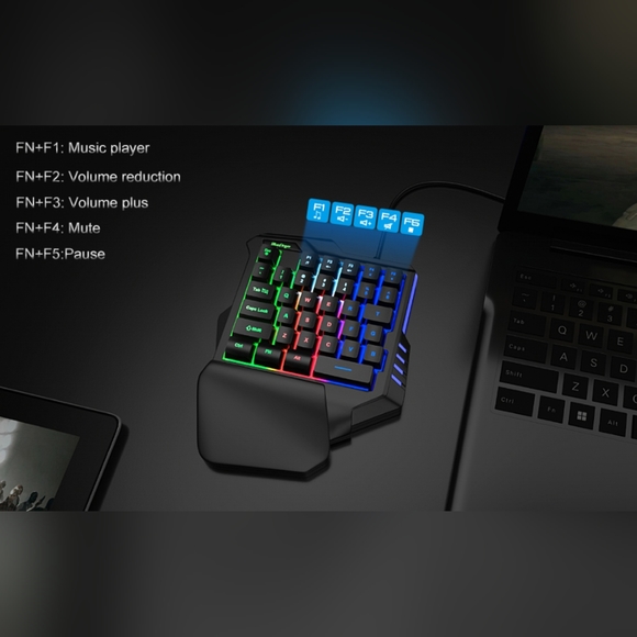 One Hand RGB Gaming Keyboard - Picture 2 of 7